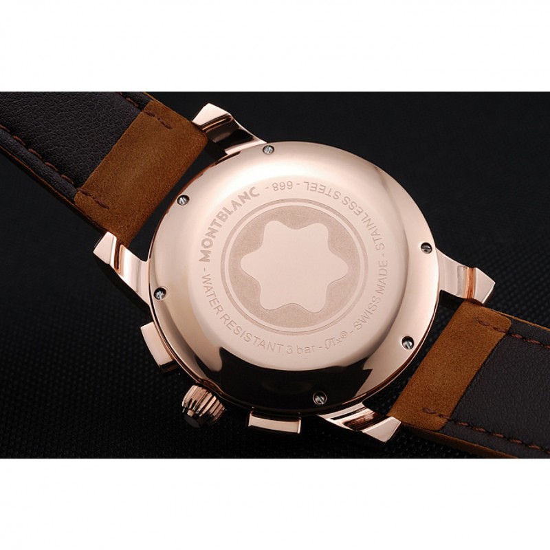 Montblanc Twinfly Chronograph White Dial Brown Suede Leather Bracelet 1454116-5
