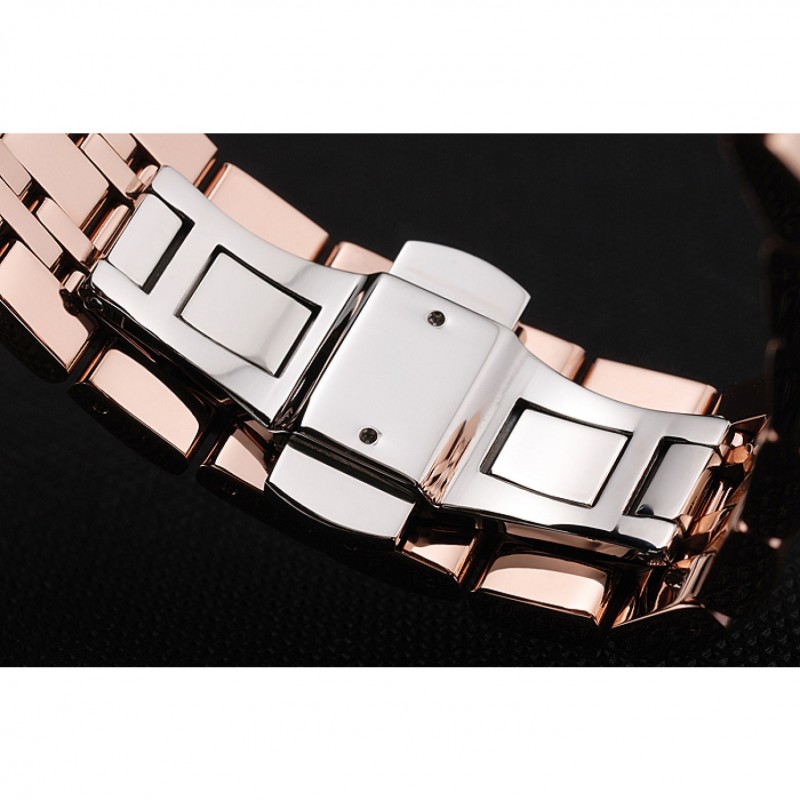AAA Replica Watches Omega De Ville Moonphase Tourbillon White Dial Blue Hands Rose Gold Case And Bracelet-7