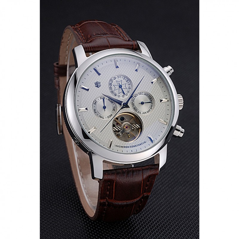 Vacheron Constantin Patrimony Traditionnelle Silver Case Brown Leather Strap 622304-2