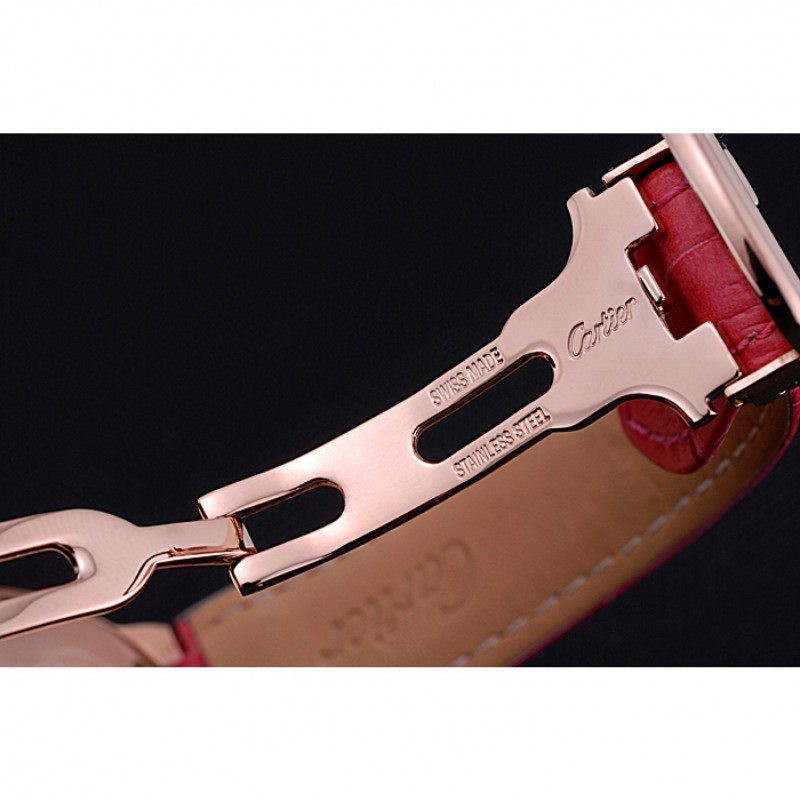 AAA Swiss Cartier Ballon Bleu de Cartier White Dial Diamonds Case Pink Leather Bracelet 622553-6