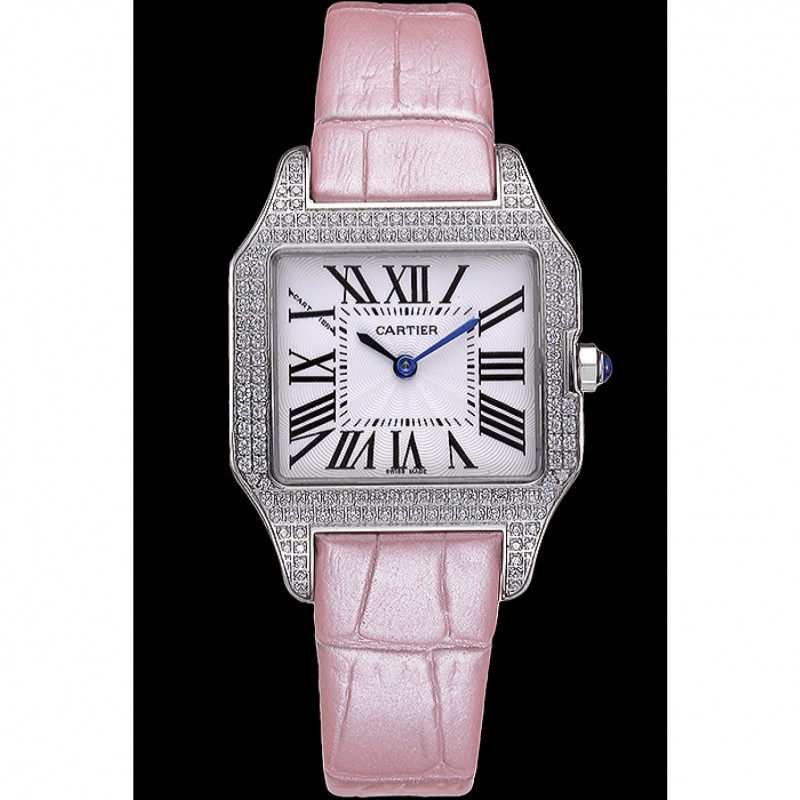 Cartier Santos 100 Diamond Silver Bezel 621910-1