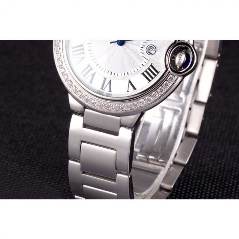Cartier Ballon Bleu 42mm White Dial Diamonds Stainless Steel Case And Bracelet-6