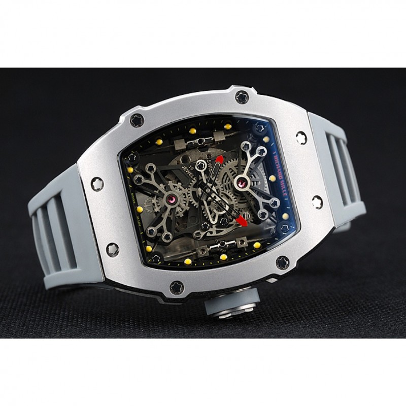 High End Replica Watches Richard Mille Tourbillion Rafael Nadal RM 27-01 Silver Case White Rubber Bracelet 1454255-4