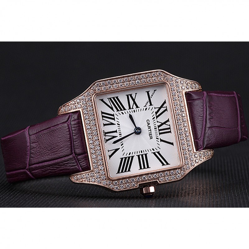 Cartier Santos 100 Diamond Rose Gold Bezel 621913-3