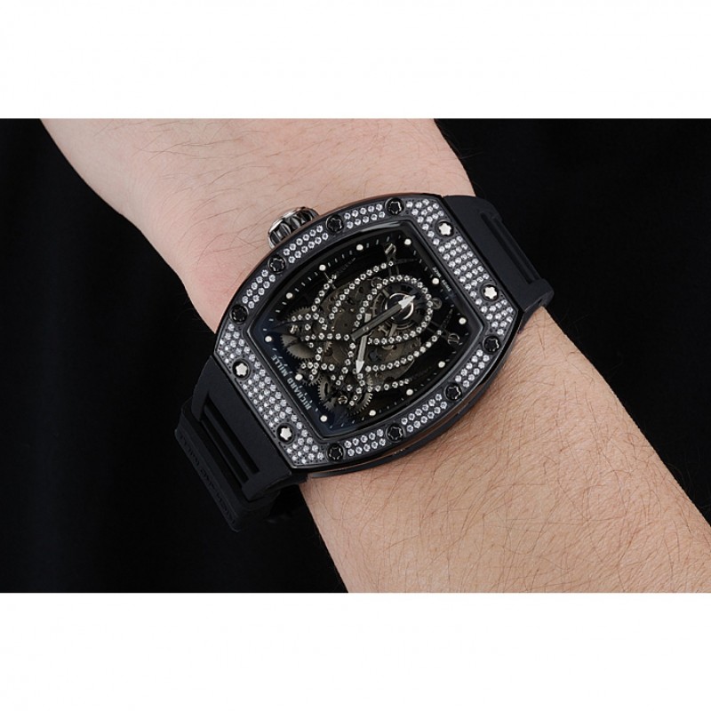 Richard Mille Tourbillion Spider RM 19-01 Black Diamond Case Black Rubber Bracelet 1454259-8