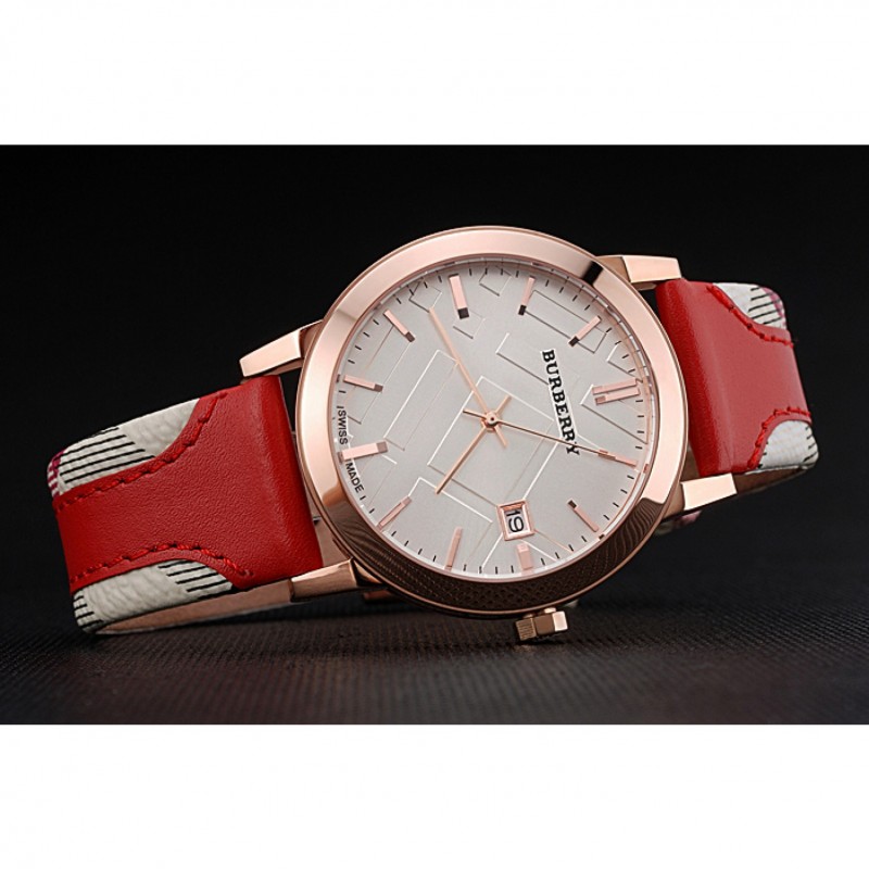 Burberry The City Classic Silver Dial Red Bracelet 622567-3