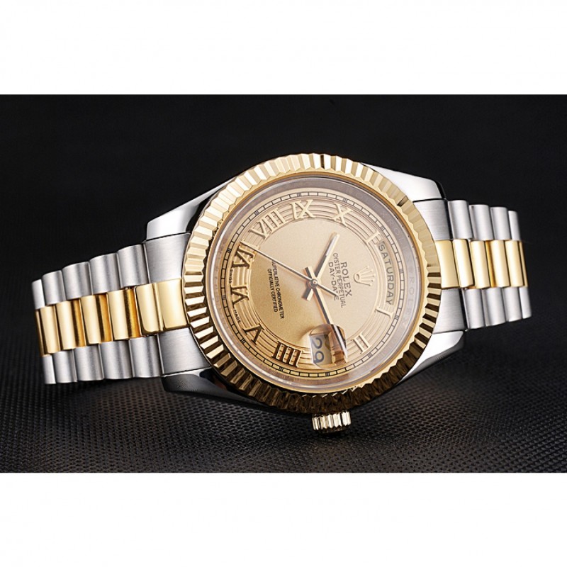 Rolex Day-Date Two Tone Stainless Steel 18k Gold Plated Gold Dial-3