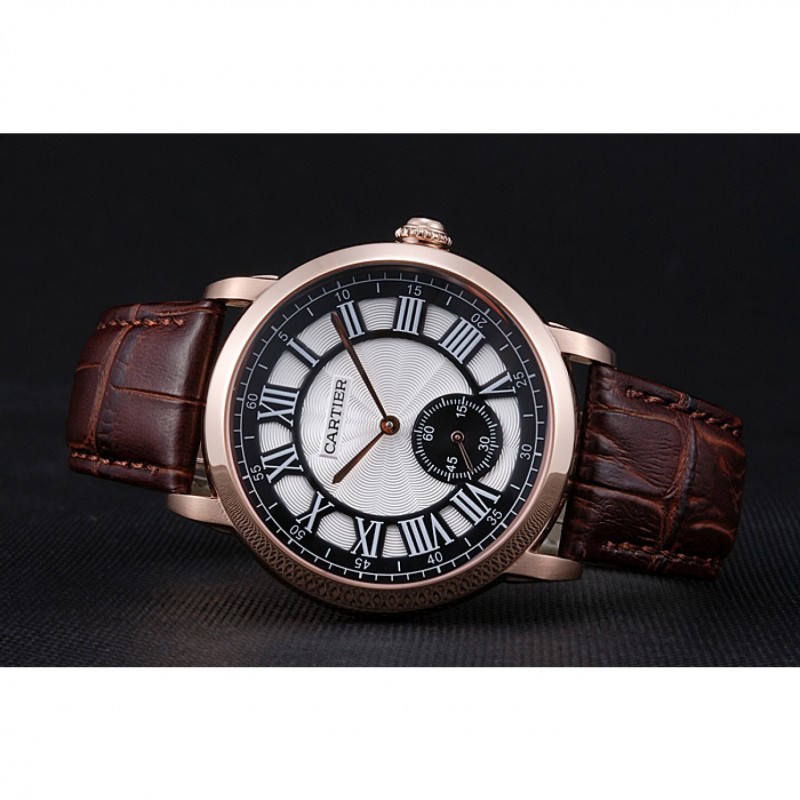 Cartier Ronde Louis White Dial Brown Leather Strap 621976-4