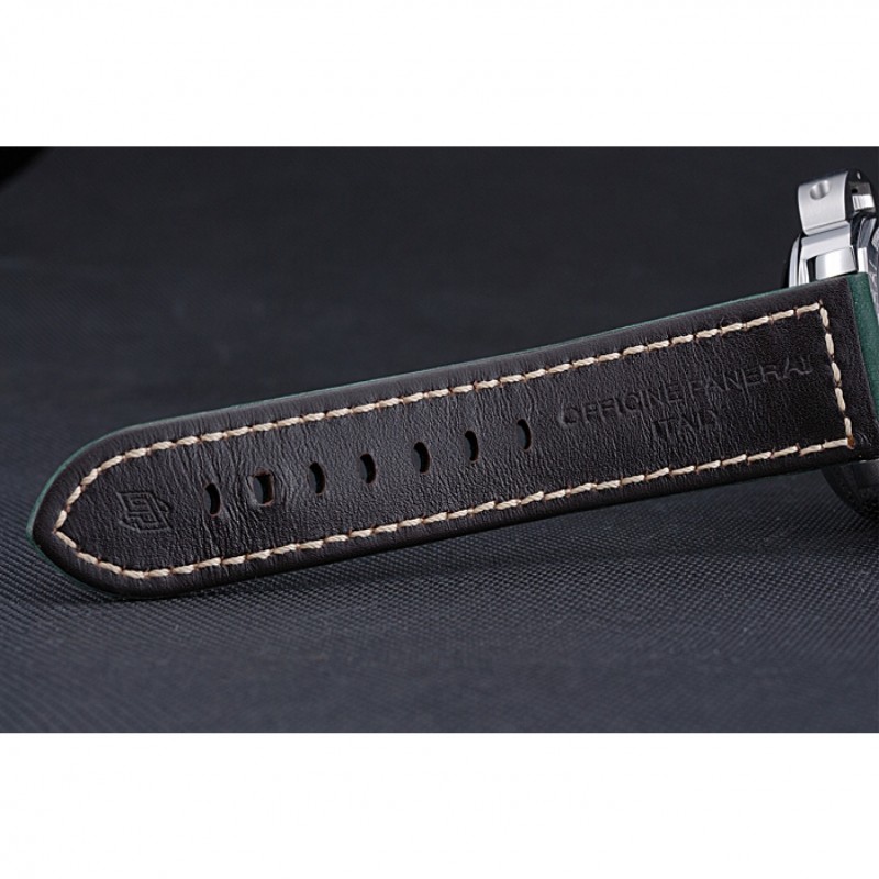 SS Replica Watches Panerai Luminor Marina Polished Stainless Steel Bezel Green Leather Bracelet 622310-6