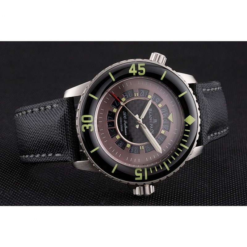 Swiss Blancpain 500 Fathoms GT Carbon Fiber Dial Stainless Steel Case Black Canvas Strap-3