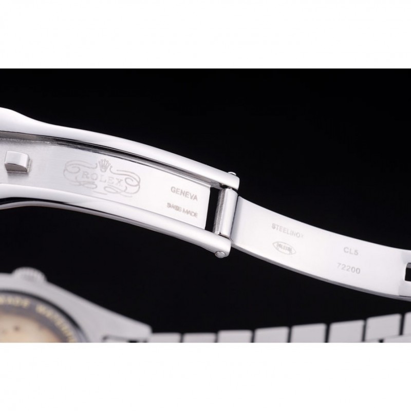 SS Replica Watches Rolex Datejust Black Dial Diamonds Ribbed Bezel 7456-7