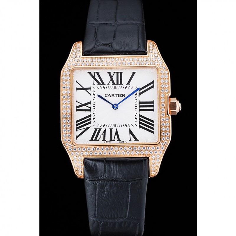 Cheap Replica Watches Cartier Santos 100 Diamond Rose Gold Bezel 621925-1