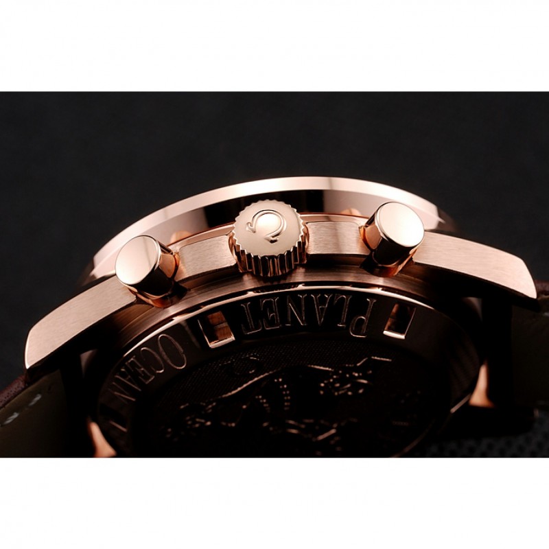 Swiss Omega Speedmaster Professional Brown Dial Gold Case Brown Leather Bracelet 1453939-7