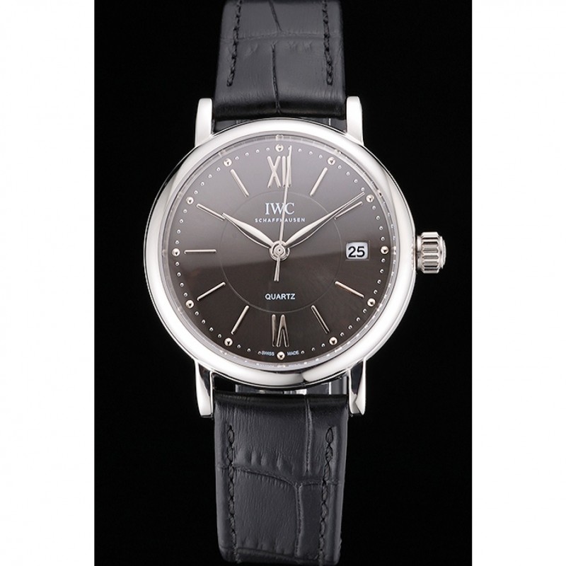 IWC Portofino Dark Gray Dial Stainless Steel Case Black Leather Strap-1