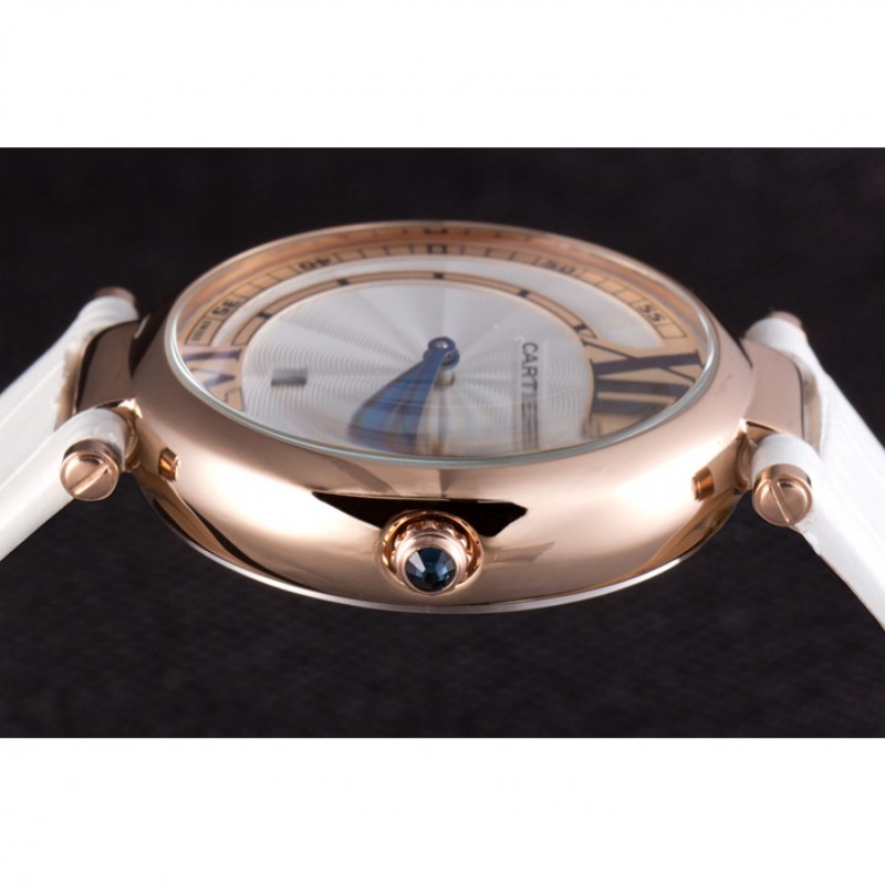 Luxury Replica Watches Cartier Ballon Bleu White Leather Strap 621449-5