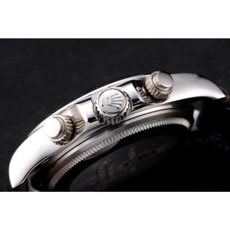 Rolex Daytona Lady Stainless Steel Case Black Dial Black Leather Strap Tachymeter-8