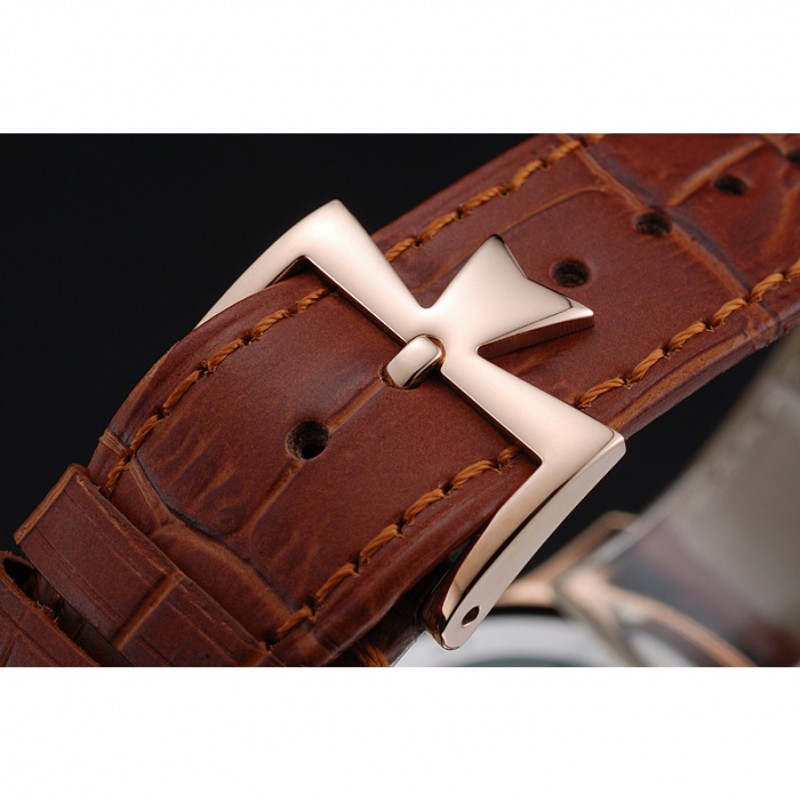 Vacheron Constantin Patrimony Power Reserve White Dial Gold Diamond Case Brown Leather Bracelet 1454268-5