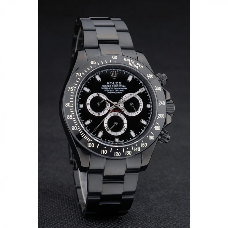 Rolex Daytona Black Ion Plated Tachymeter Black Stainless Steel Strap Black Dial 80247-1