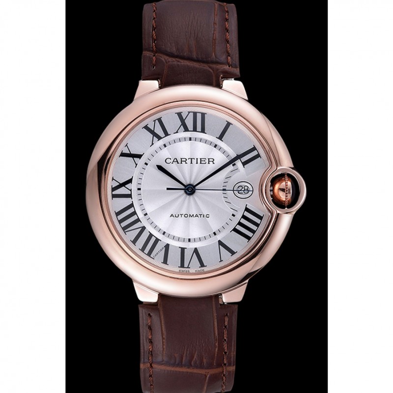 SS Replica Watches Swiss Cartier Ballon Bleu Brown Leather Bracelet 622064-1