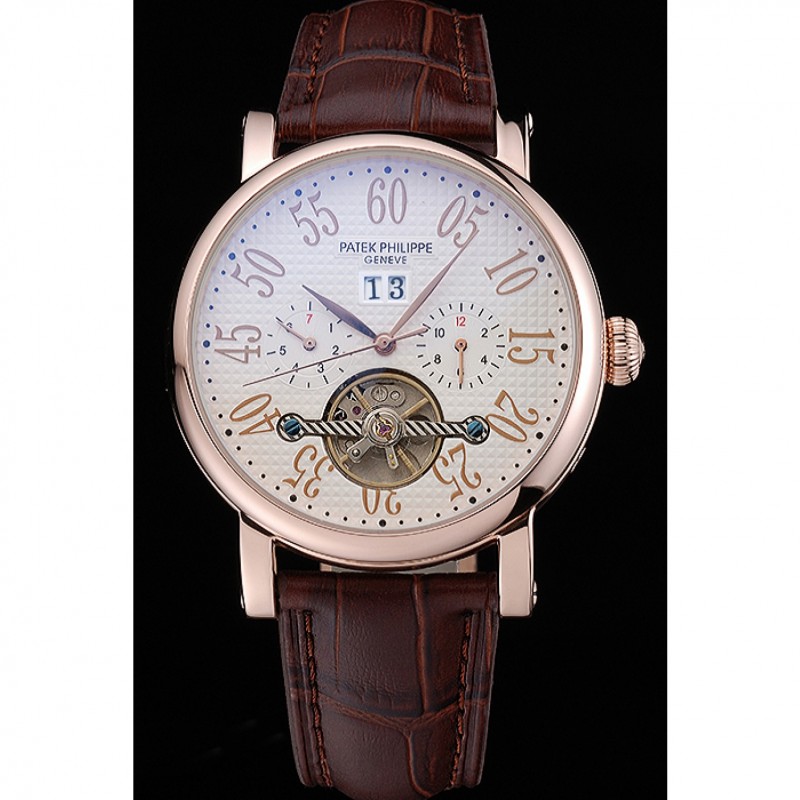 Patek Philippe Grand Complications Gold Case White Dial Arabic Numerals Brown Leather Bracelet 622255-1