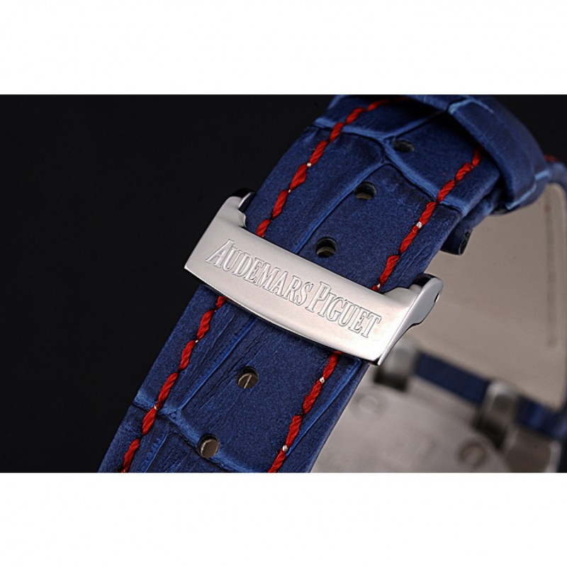 Swiss Audemars Piguet Royal Oak Offshore White Dial Stainless Steel Case Blue Leather Strap 622850-5