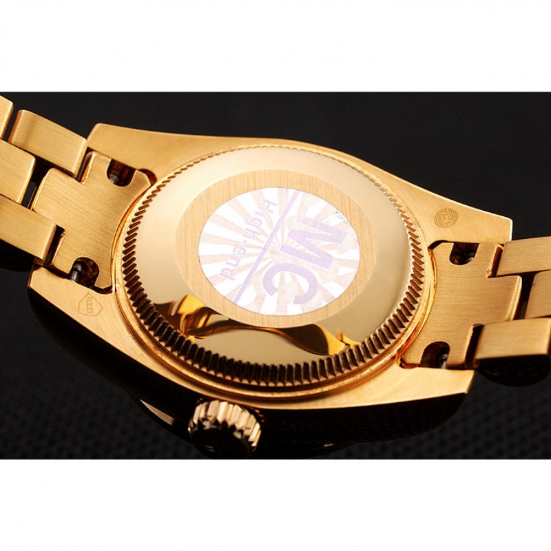 Swiss Rolex DayJust Diamond Pave White Dial Gold Diamond Bracelet 1453957-6