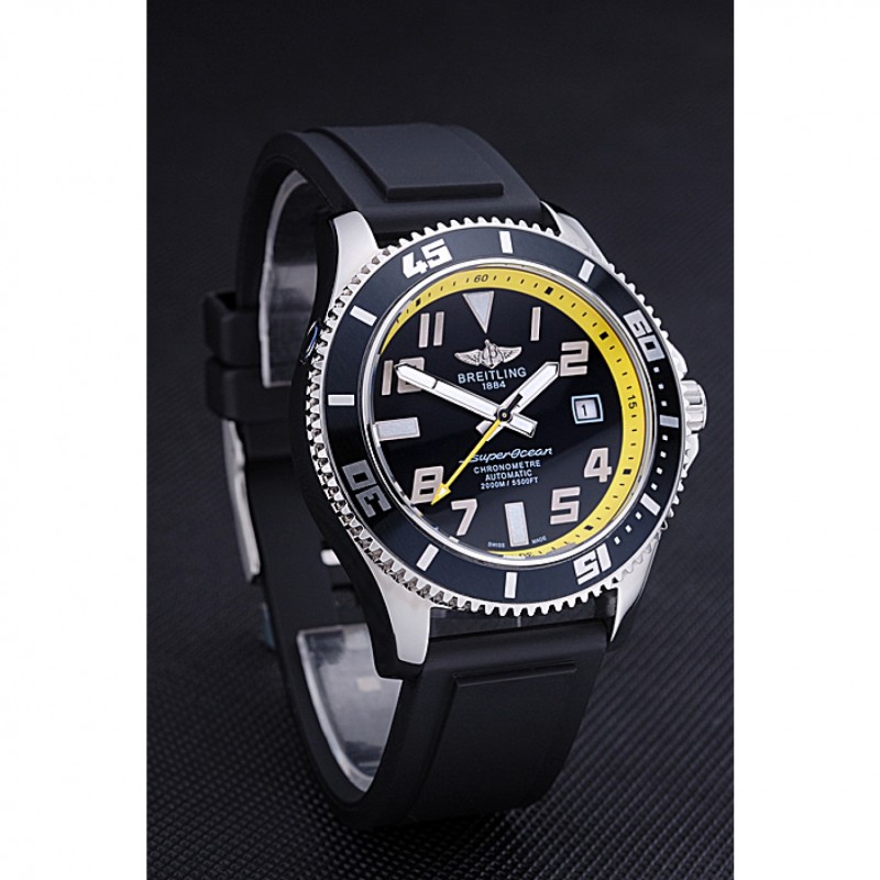 Breitling Superocean Black Yellow Dial Watch 622331-2