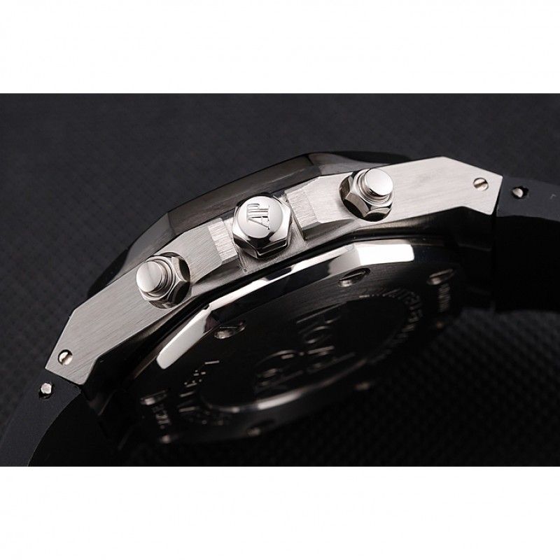 Swiss Audemars Piguet Royal Oak Chronograph White Dial Stainless Steel Case Black Rubber Strap 622865-6