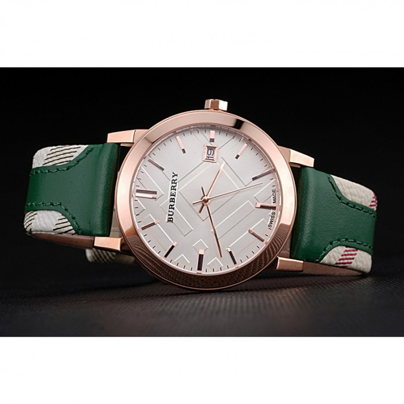 Burberry The City Classic Silver Dial Green Bracelet 622564-4