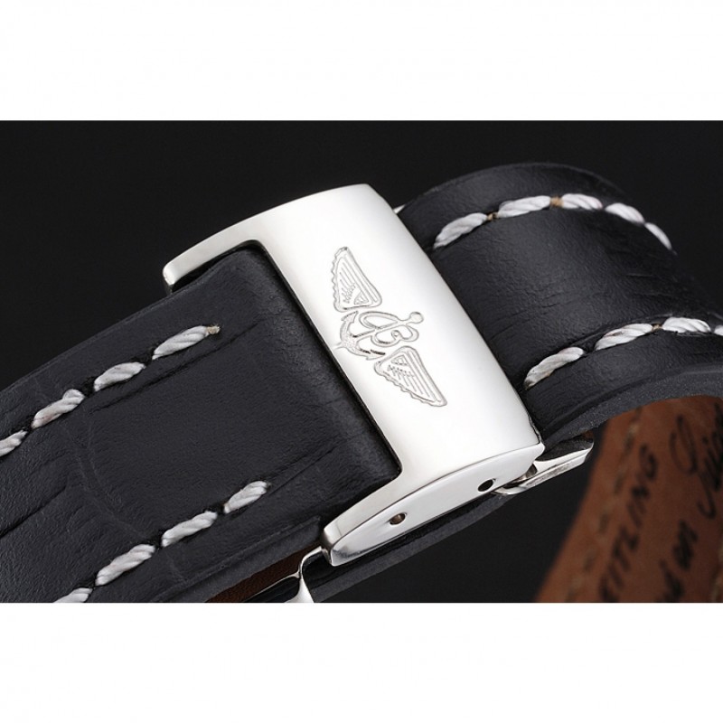 Swiss Breitling Navitimer Cosmonaute Black Dial Stainless Steel Case Black Leather Strap-6