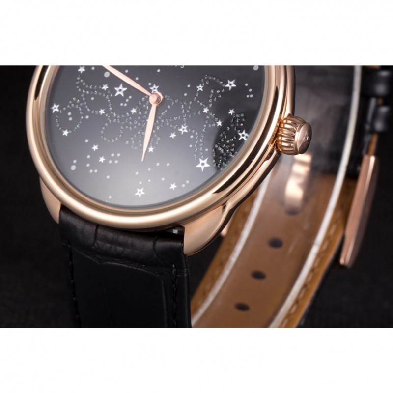 Best Replica Watches Hermes Classic Croco Leather Strap Black Dial 801405-7
