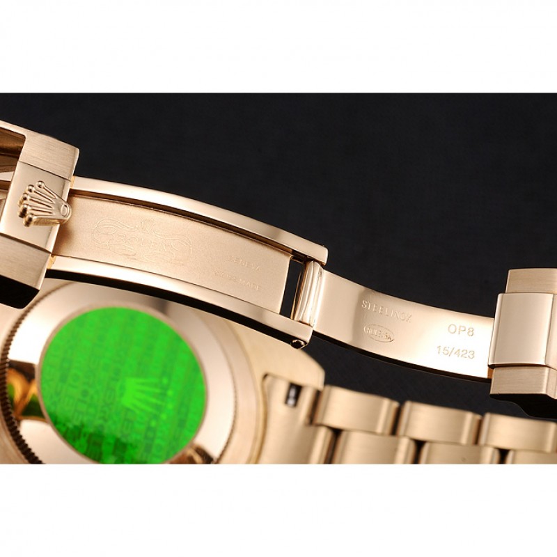 Swiss Rolex Submariner Black Dial Black Bezel Yellow Gold Case And Bracelet-6