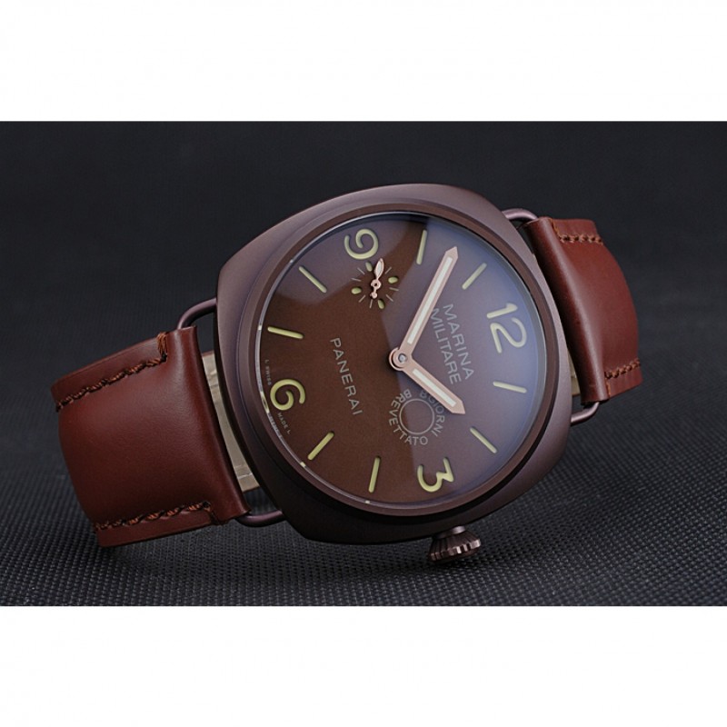 Panerai Luminor Marina Militare Purple Stainless Steel Bezel Brown Bracelet 622321-3