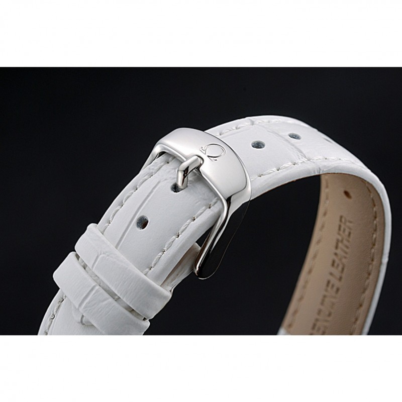 Best Omega De Ville Chronograph White Dial Stainless Steel Diamond Case White Leather Bracelet 622453-5