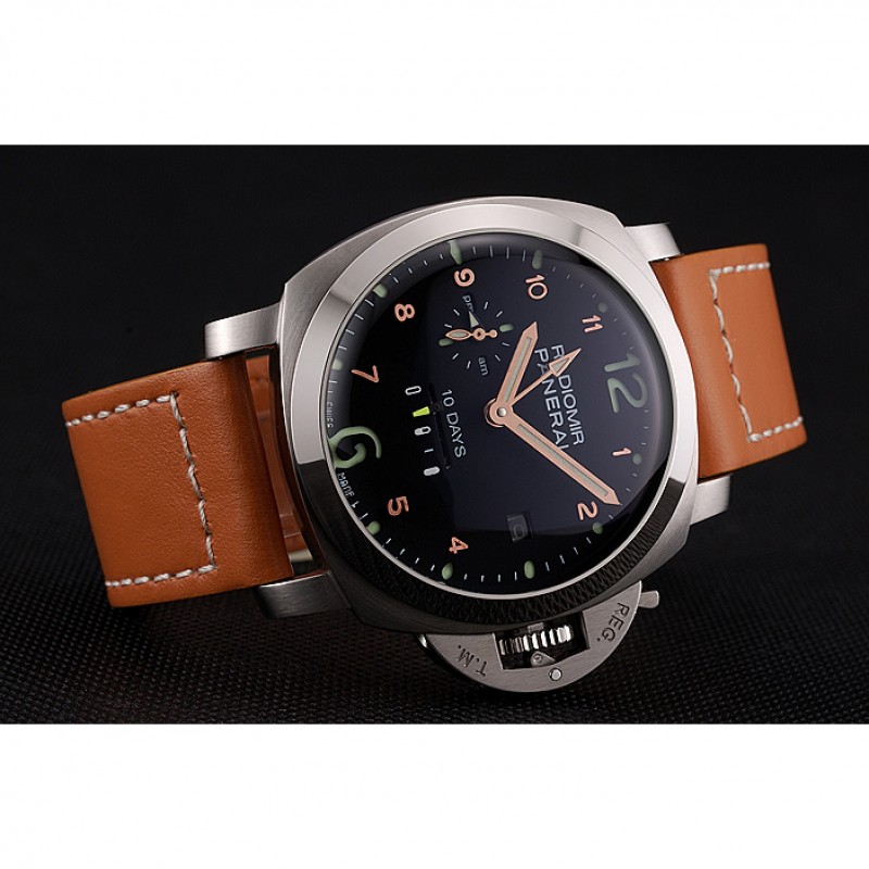 Best Panerai Radiomir Stainless Steel Bezel Orange Leather Bracelet 622317-3