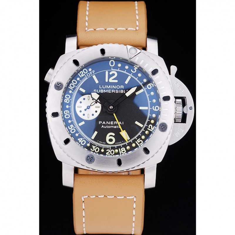 Panerai Luminor Submersible Black Dial Leather Bracelet-1
