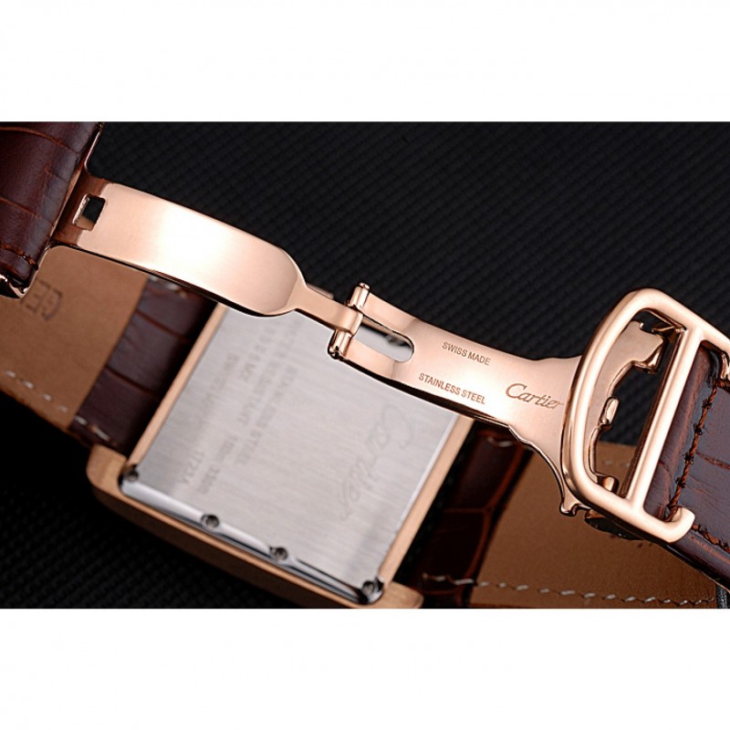 Cartier Tank MC Brown Dial Gold Case Brown Leather Bracelet 622696-6