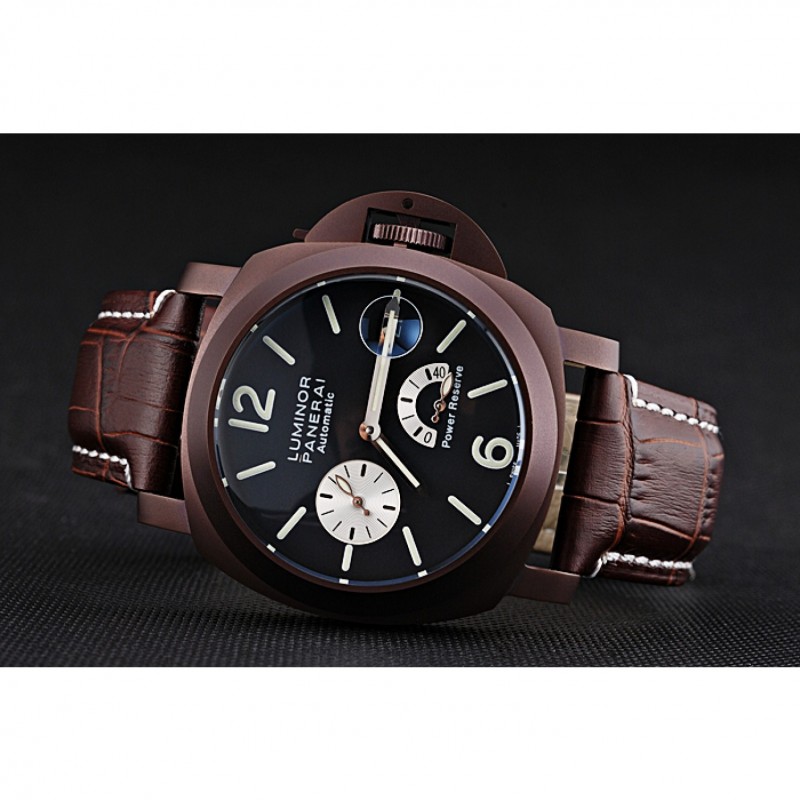 Panerai Luminor Brown Leather Strap Black Dial 80163-3