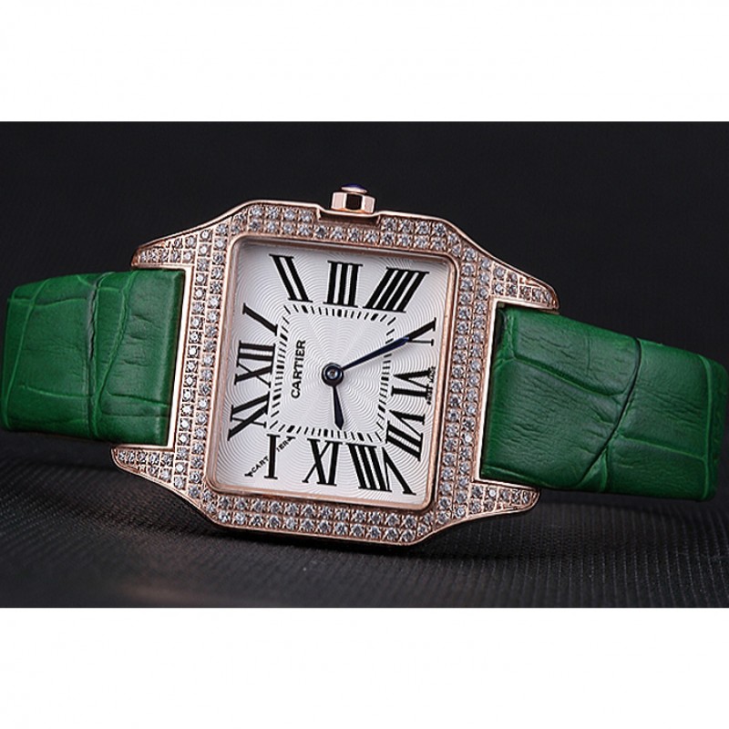 Cartier Santos 100 Diamond Rose Gold Bezel 621912-4
