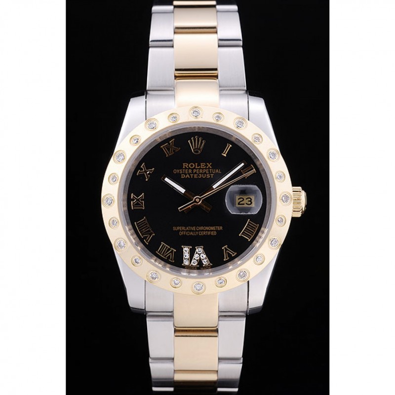 Rolex Datejust Diamond Bezel Black Dial 7463-1