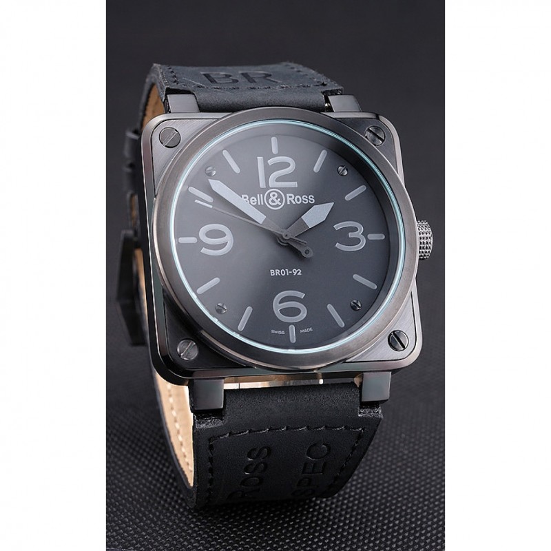 Bell and Ross BR 01-92 Black Dial Black Case Black Leather Strap-2