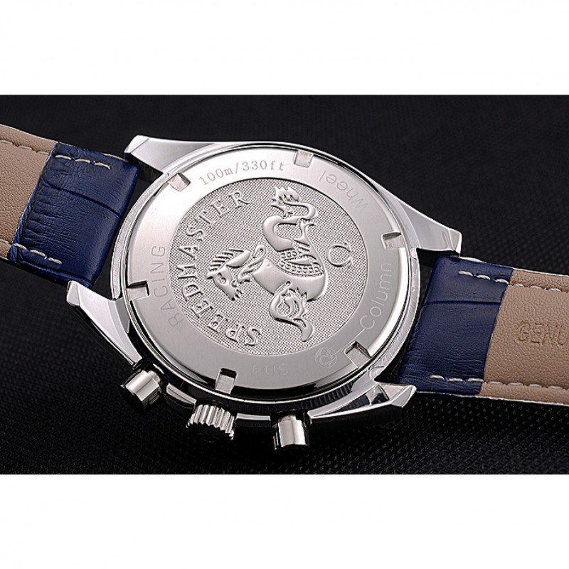 Omega Speedmaster Blue Dial Stainless Steel Case Blue Leather Strap 622808-8
