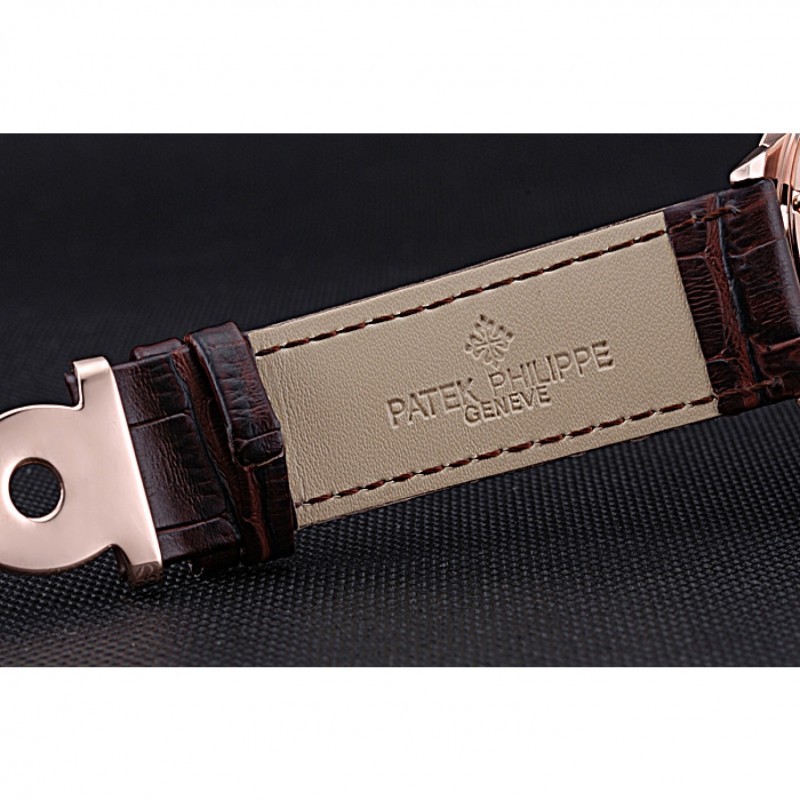 High Quality Replica Watches Patek Philippe Geneve Grand Complications Rose Dial Tourbillon Brown Leather Band 622158-5