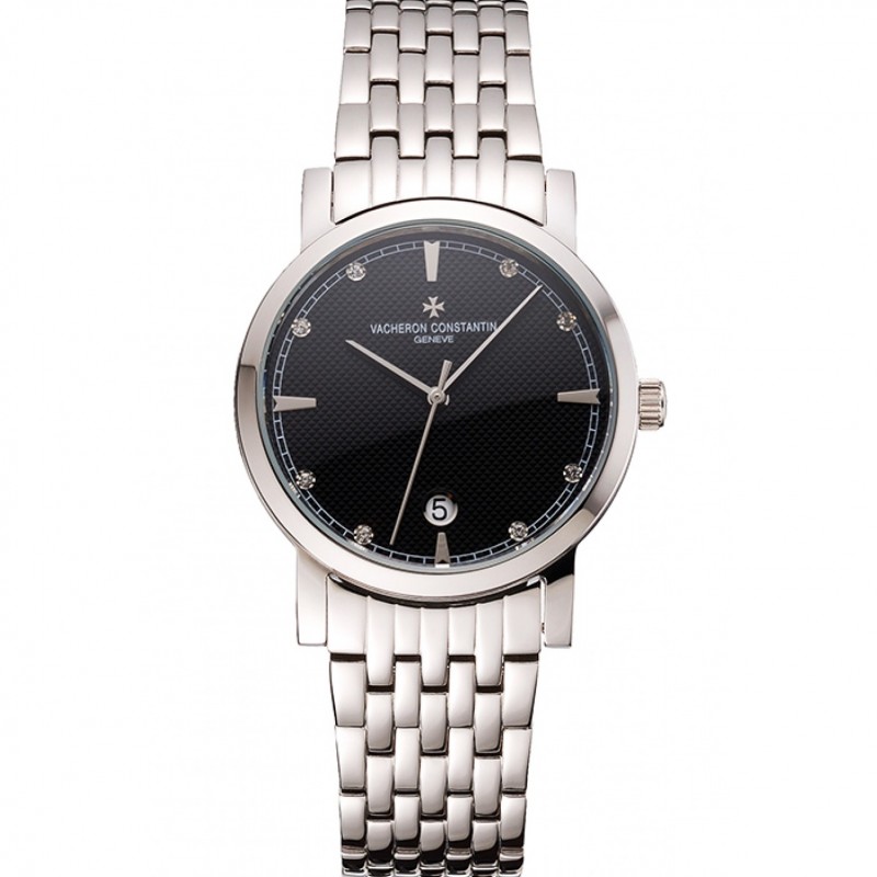 Vacheron Constantin Fine Black Dial Stainless Steel Case And Bracelet-0