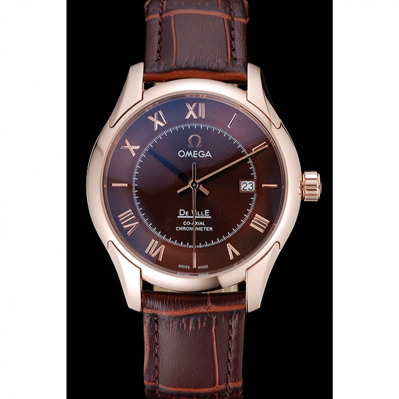 Omega DeVille Brown Dial Gold Case Brown Leather Strap 622831-1