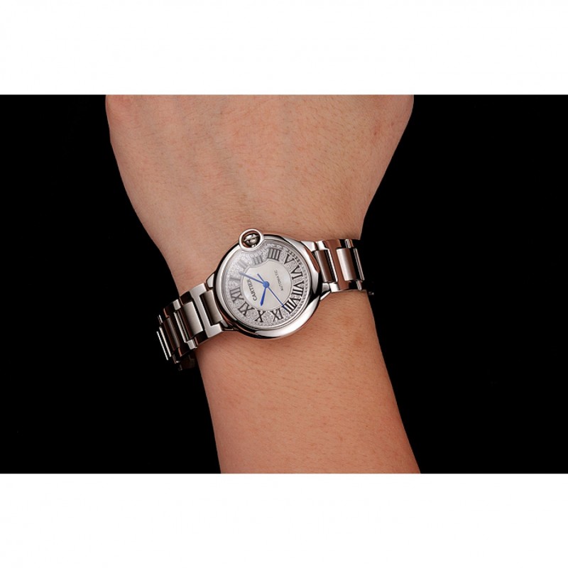 Swiss Cartier Ballon Bleu 40 MM Diamond Dial Staineless Steel Bracelet 1453893-8