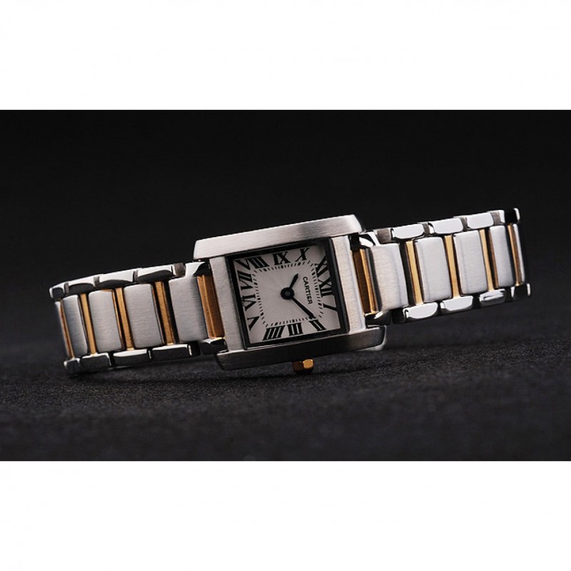 Best Cartier Tank Francaise 22mm White Dial Stainless Steel Case Two Tone Bracelet-2