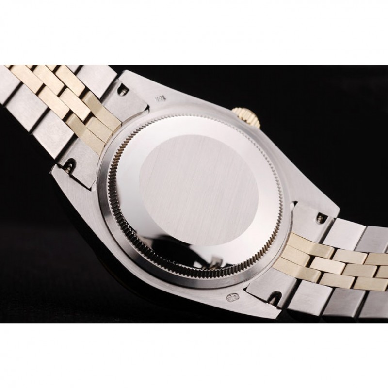 Rolex DateJust Brushed Stainless Steel Case Silver Flowers Dial Diamonds Plated-6