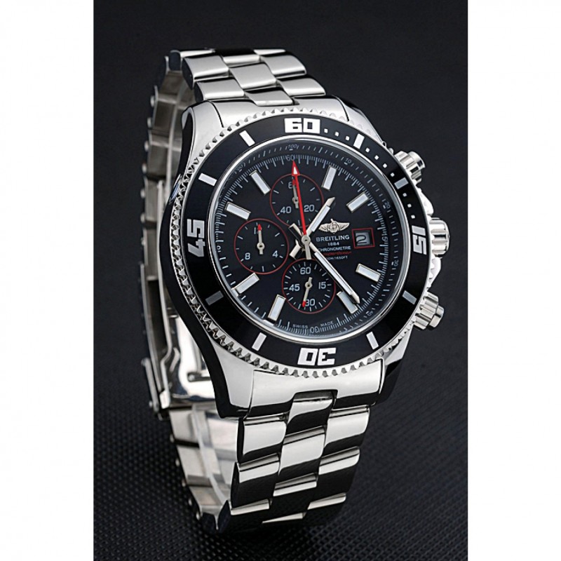 High Quality Replica Watches Breitling Superocean Chronograph II Black Dial Stainless Steel Bracelet 622428-2