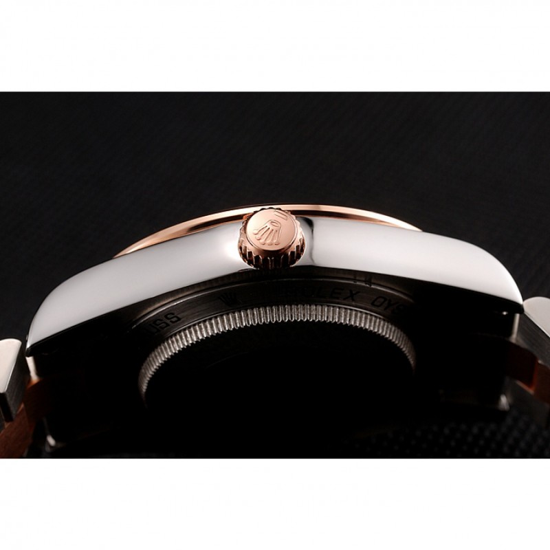 Swiss Rolex Day-Date Diamonds And Rubies Black Dial Rose Gold And Staineless Steel Bracelet 1454106-8